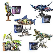 Mechanical Animal Building Block Set Shark Crocodile Parrot Mantis Manta Ray Kid
