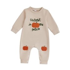 Newborn Baby Girl Boy Halloween Outfit Cutest Pumpkin In the 0-3 Months Apricot