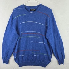 Hawick Knitwear Mens 100% Lambswool Blue Pullover Sweater Size L Scotland