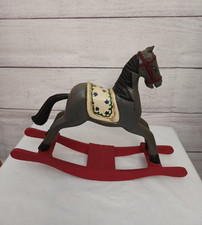 Vintage Wooden Hand Painted Rocking Horse Tabletop Decoration 11.5x9 inches Gray