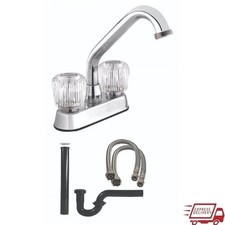 Laundry Faucet Kit Garden Hose Connection Brass Dual Knobs Swivel Spout New