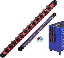 12 Inch Magnetic Socket Organizer Rail 12 Clip Aluminum Tool Holder Red