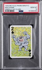 1999 BICYCLE POKEMON MINI PLAYING CARDS GREEN DECK 2 OF CLUBS MACHAMP PSA 10