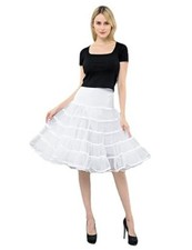 Women's 50s Vintage Tulle Ruffled Petticoat 26" Crinoline Medium White
