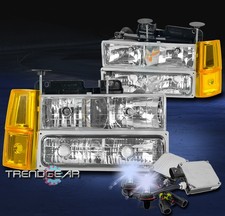 94-98 Gmc Ck 1500 Suburban Sierra Headlights Lamps Wbumpercorner8k Hid Clear