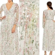 Mac Duggal 93788 Floral Beaded Sequin Midi Tea Length Dress SZ 4 NWT