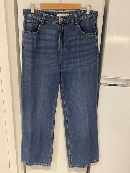 Anko Jeans Women's AU 14 Straight High Rise Blue Mid Wash