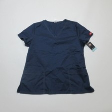 Dickies Womens Gen Flex Scrub Top L Navy Blue Stretch Medical Uniform NWT