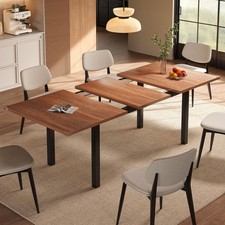 63" Extendable Dining Table 4-6 Modern Farmhouse Rectangular Space Saving Walnut
