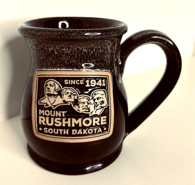 Deneen Pottery Mount Mt. Rushmore Monument Coffee Mug Brown 2019 South Dakota