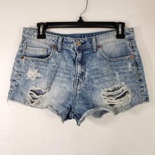 Aeropostale Shorts Womens 6 High Rise Shorty Denim Distressed Acid Wash Y2K
