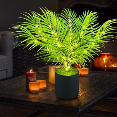 20'' LED Areca Palm Tree Faux Plant with Lights - USB & Battery Box Powered -...