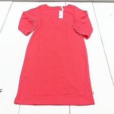 NY Collection Dress Womens PL Raspberry Pink Beaded 3/4 Sleeve Shift Knee Length