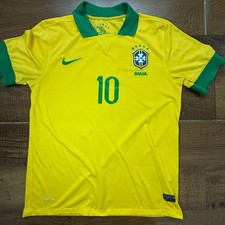Neymar Jr 10 Brazil Yellow Size L Nike Soccer Jersey Polo Shirt Official