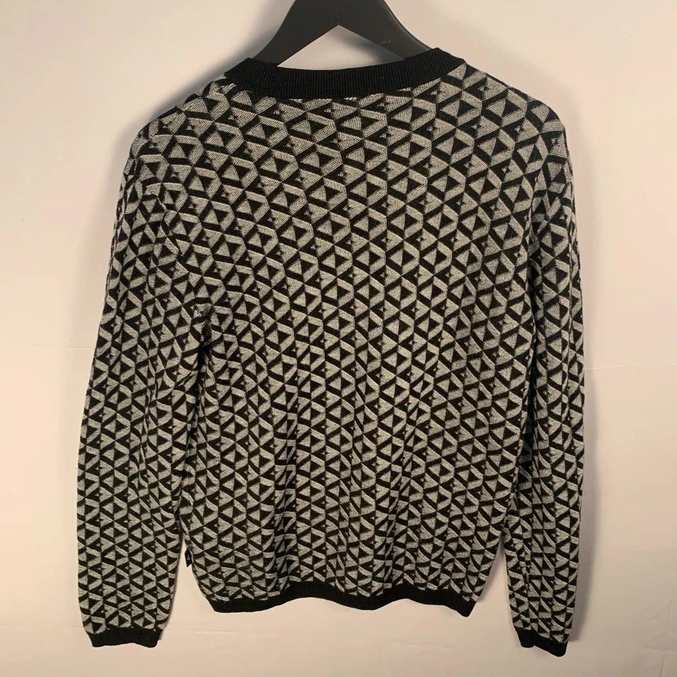 EMPORIO ARMANI Crew Neck Pullover Sweater Men 100% Wool Slim XLarge Gray Black - Image 3 of 4