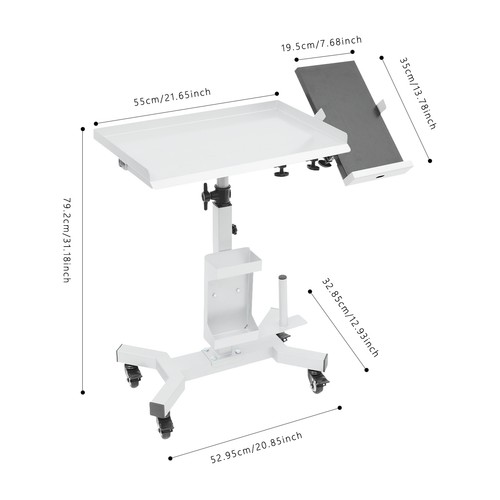 Versatile Rolling Tool Tray Cart, Tray Cart w/Rotatable Table Station,Adjustable - Picture 3 of 15