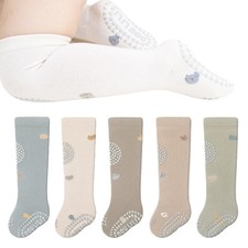 BEHELE Baby Toddler Knee High Non Skid Socks Girls Boys 0-12 Months, Assorted
