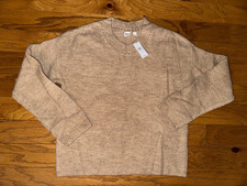 NWT 69.99 GAP Forever Cozy Knit Sweater Women Beige Crew Neck LS Super Soft S