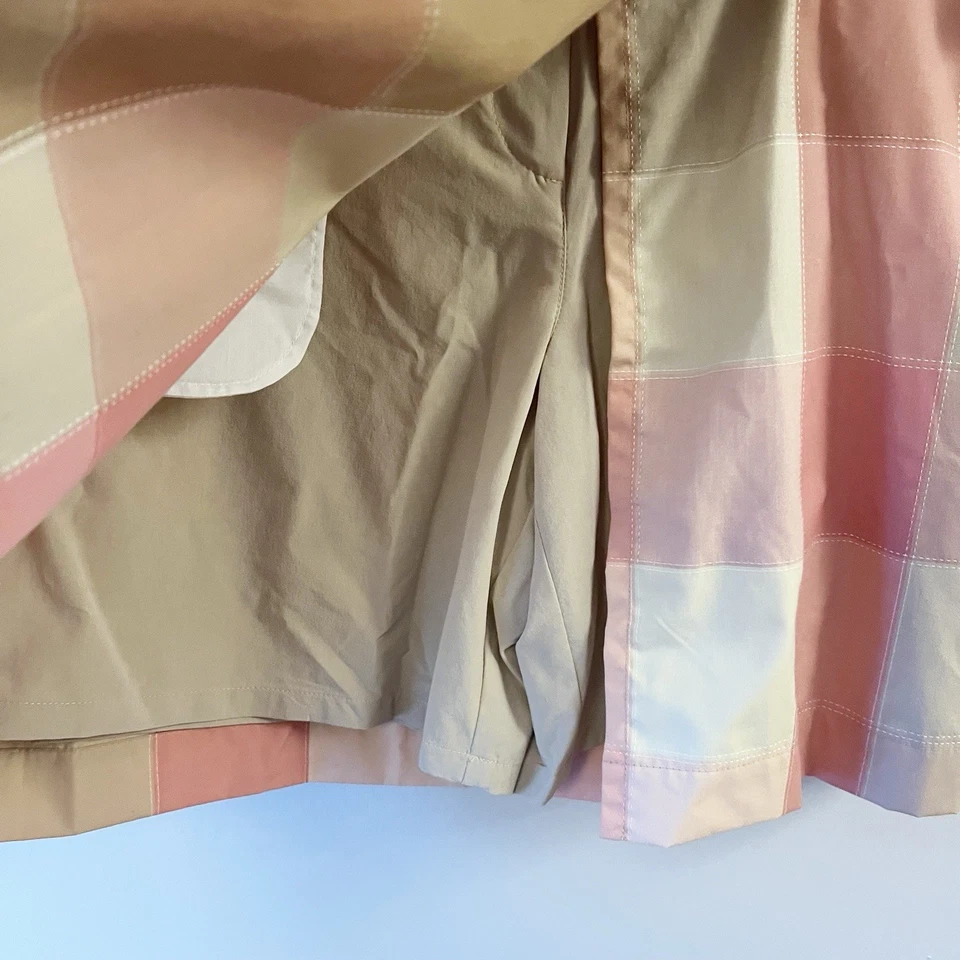 Liz Golf by Liz Claiborne Pink/Tan Plaid Wrap Skort Size 8 NEW Tie Detail - Image 4 of 4