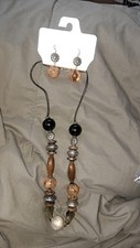 Elegant Beaded Necklace and Earring Set-32" Single Strand