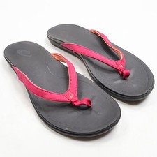 Olukai Women  s Size 8 Ho  opio Deep Magenta Black Flip Flop Water Resistant Beach