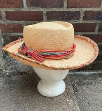 Vintage Toucan Collection Straw Hat NY LA Sun Golf Beach Travel Women&rsquo;s