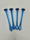 4 Vintage MCM Blenko CW-4 Colonial Williamsburg Glass Muddlers In Turquoise