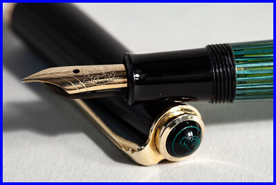 vintage PELIKAN 400 NN Piston Filler in GREEN STRIPED GOLD with