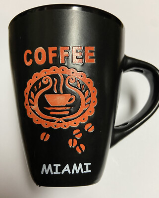 Nice MIAMI Coffee Black And Orange Embossed Unique Coffee Mug MINTY Rare
