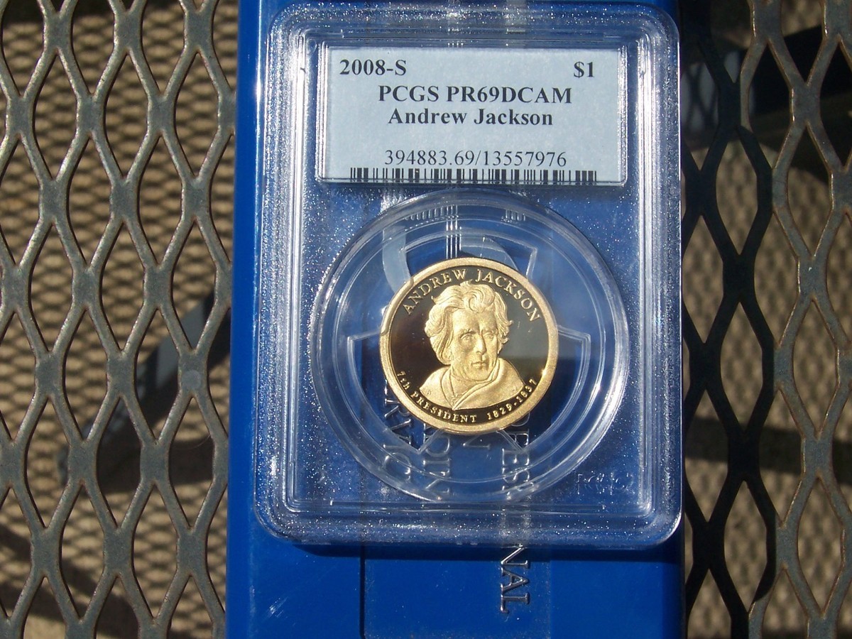 2008-S Andrew Jackson Golden Presidential Dollar PCGS PR69DCAM FREE US  Shipping