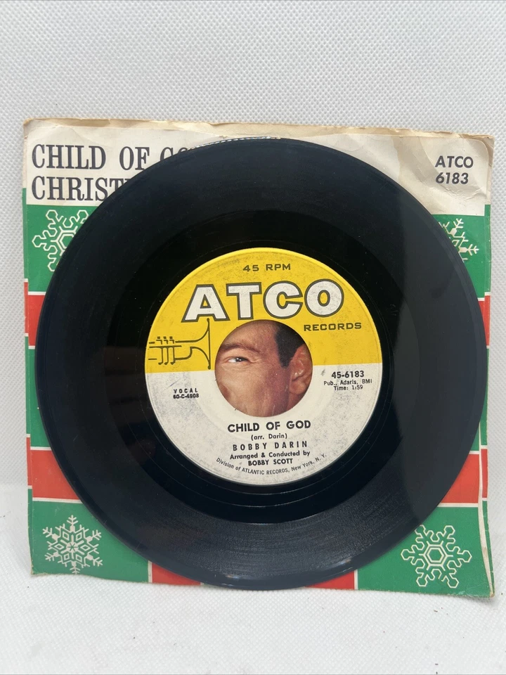 BOBBY DARIN- "CHRISTMAS AULD LANG SYNE"/"CHILD OF GOD"- ATCO PICTURE SLEEVE VG+ Foto 2 de 4