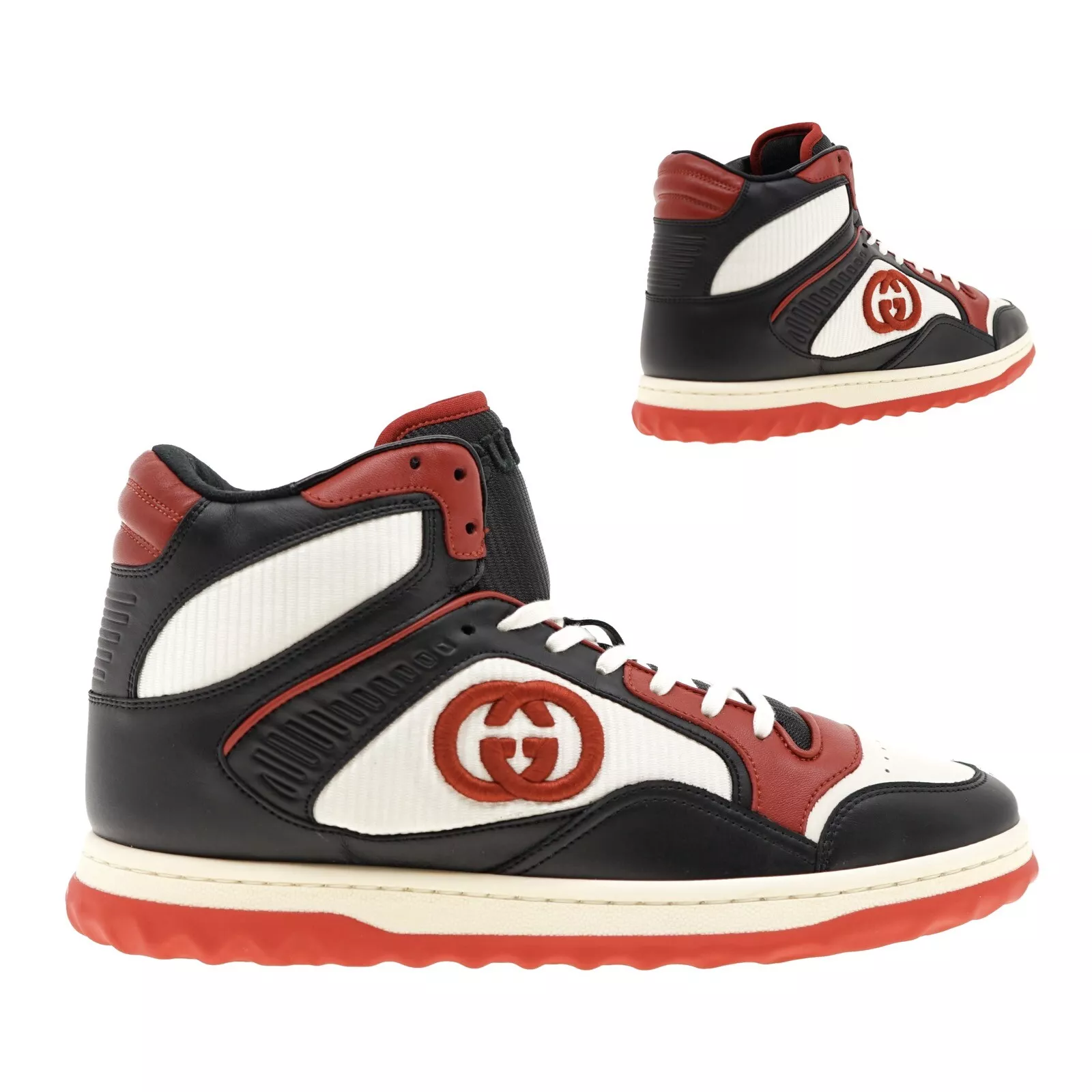 Baskets montantes Gucci MAC80 cuir noir et rouge taille 12 neuves