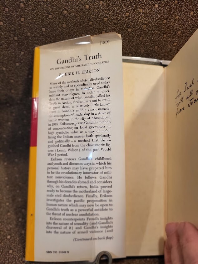 Erik H. Erikson, Gandhi's Truth, SIGNED Inscribed HC DJ 1st / 2md eBay
