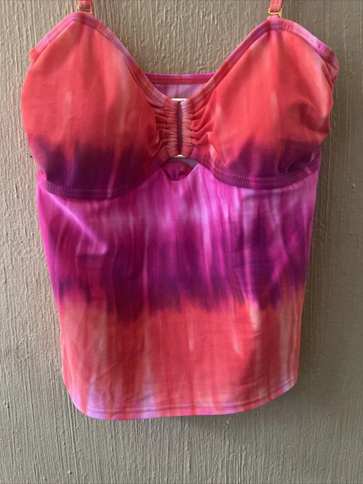 Traje de baño Tankini Sonoma rosa Ombré para mujer Top tazas acolchadas talla 10 sin tirantes Foto 3 de 4