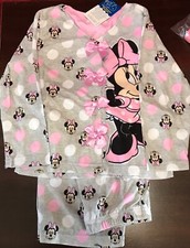 Girls Pink Gray Bows Minnie Mouse Pajamas Set Top  Bottom Size 4t