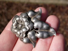 Vintage Arts And Crafts Sterling Silver Flower Dress or Fur Clip 13.4 Grams