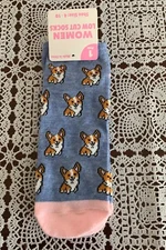 Old East Main Company Corgi Dog Ladies Low Cut Socks Blue Pink No Show Brand New