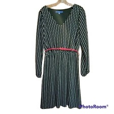 Apt. 9 Scalloped Fit & Flare Dress with Scalloped V-Neck Polka Dots Women Size 8