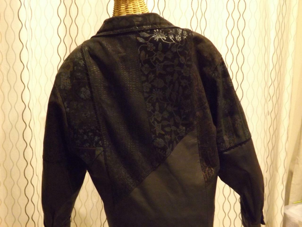 Pelle Leather Patchwork Jacket Coat Small - image 5