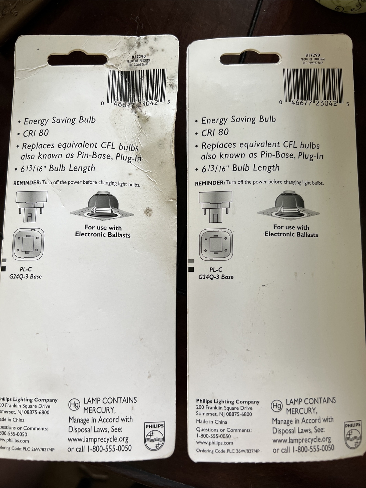 Philips Soft White Replacement CFL 26-Watt PL-C 4-Pin Base 1800 Lumens Lot of 2