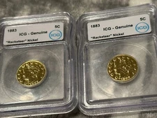 2 1883 Gold Plated V Nickles Icg Graded