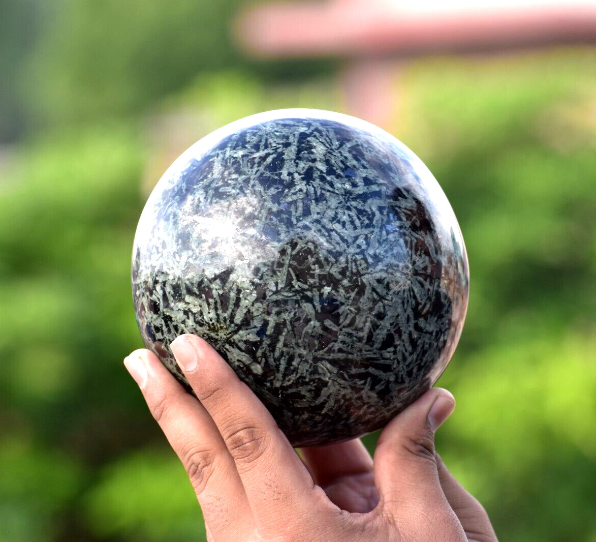 130 mm große grüne Blume Turmalin Kugel Naturheilkristall Energie Stein