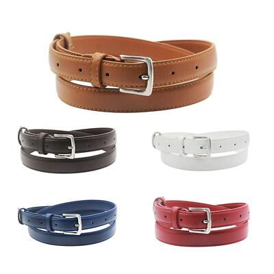 Womens Skinny Leather Belt, Solid Color Pin Buckle, PU  display picture 3