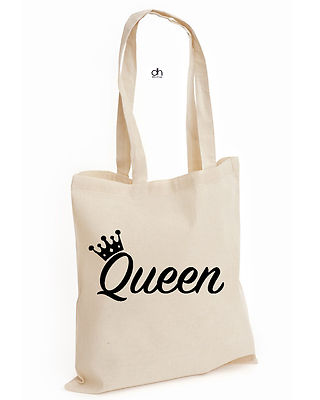 Queen King Crown He's Mine She's Mine Paare Weihnachten Baumwolltasche (Queen, Tasche)