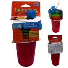 The First Years Take  Toss 4 Spill Proof Sippy Cups  Cap Reusable 10 oz 9m 