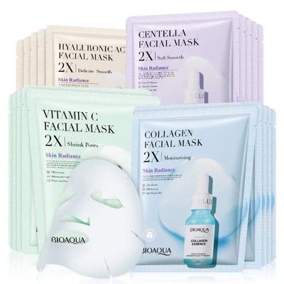 20PCS BIOAQUA Centella & Collagen Face Masks   Hydrating Sheet Masks with Hyalur