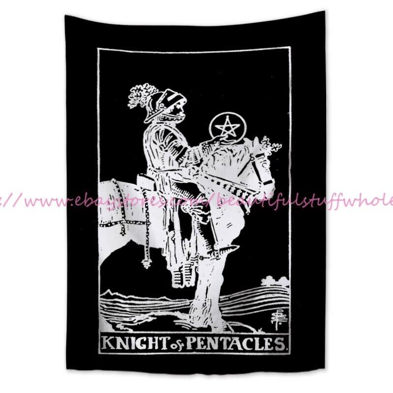 Tarot Pentacle Knight Tapestry Cloth Wall Hanging for Bedroom Decor