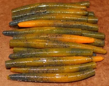 3" Stick Senko Style Craw Orange Swirl 50 Pack Bulk Bag Bass Lure Plastic Worm