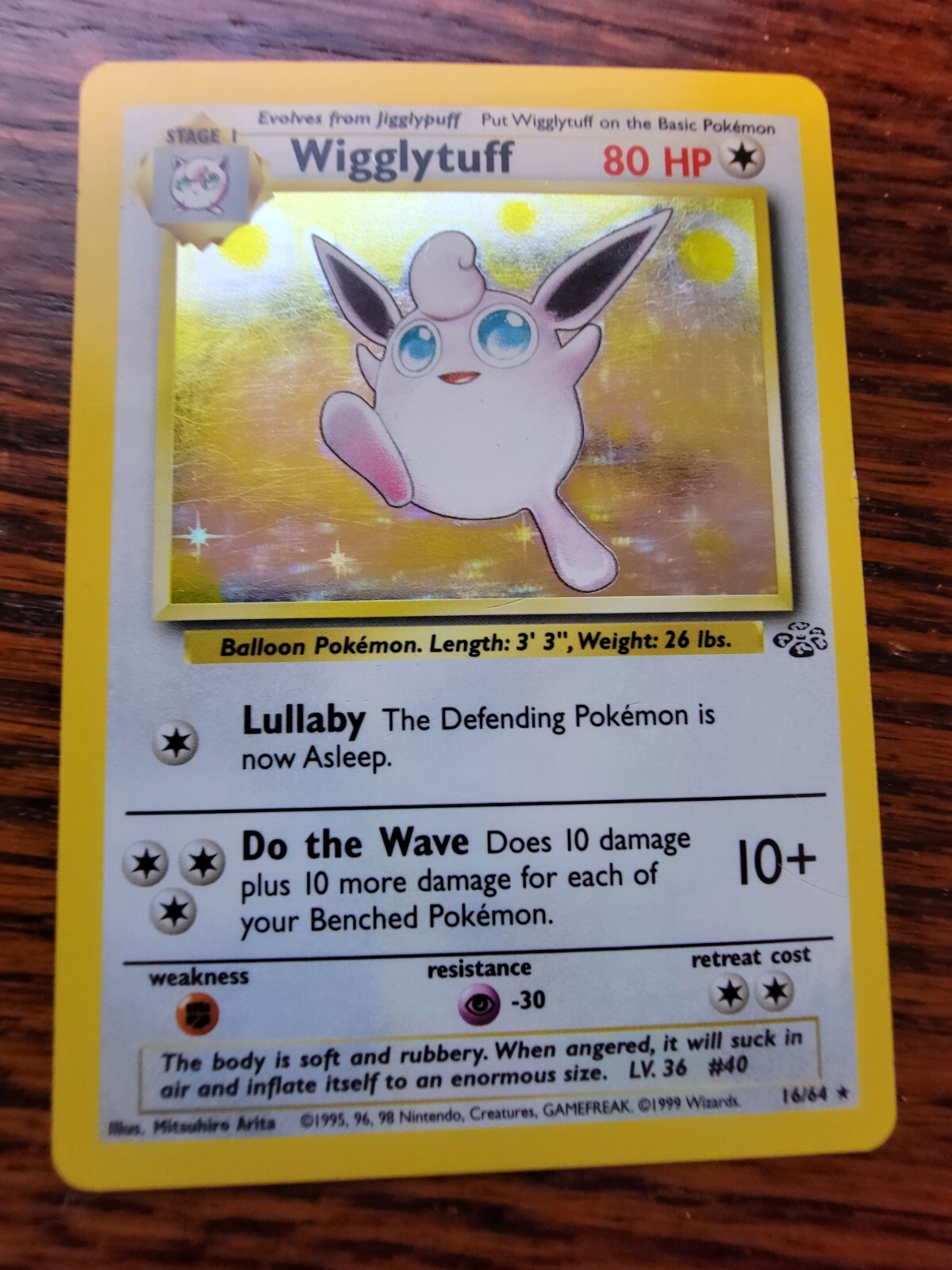 WIGGLYTUFF  |  16/64  |  JUNGLE  |  HOLO  |  LP Pokemon Card WOTC Vintage