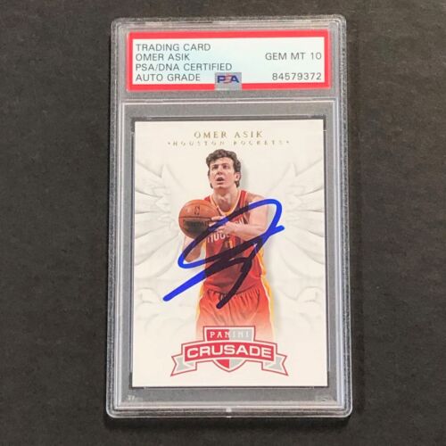 2012-13 Panini Crusade #82 Omer Asik Signed Card AUTO 10 PSA/DNA Slabbed Rockets - Picture 1 of 2